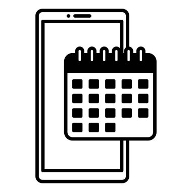 Akıllı telefon takvim simgesi. Olay hatırlatma sembolü. Mobil zamanlama vektörü. Uygulama çizimi planlıyorum. EPS 10.
