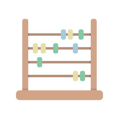 Tahta abaküs ikonu. Alet illüstrasyonu sayılıyor. Pastel boncuk taşıyıcısı. Eğitici matematik sembolü. EPS 10.