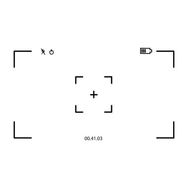 Kamera görüntü bulucu çerçevesi. Ekran vektörüne odaklan. Arayüz sembolü kaydediliyor. Minimalist izleme ekranı. EPS 10.