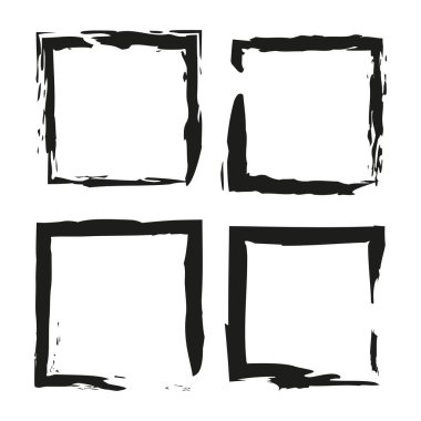 Kalın grunge çerçeve. Kalın mürekkep kenarı. Siyah kare vektör. Sert kutu simgesi. EPS 10.