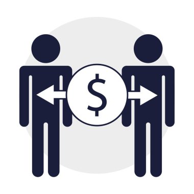 Başarılı para aktarım simgesi. Profesyonel finans döviz sembolü. Doğrudan para birimi vektörü akışı. Küresel insan işlemleri. EPS 10.