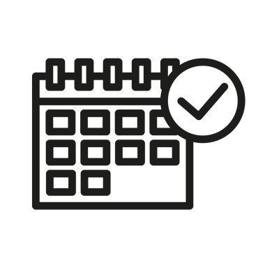 Takvim simgesi. Kara leke onaylandı. Randevu Vektörü konsepti. Zaman çizelgesi. EPS 10.