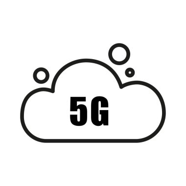 5G bulut simgesi. Ağ hız sembolü. İnternet Veri Vektörü. Kablosuz teknoloji. EPS 10.
