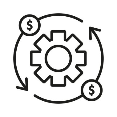 Finansal ayarlar simgesi. Para işleme sembolü. Maliyet Verimlilik Vektörü. Dolar teçhizatı. EPS 10.