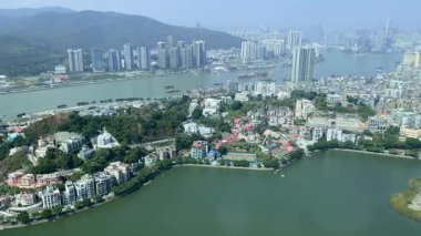 Macau Yarımadası ve A-Ma Tapınağı Bölgesi Macau Kule Gözlem Güvertesi 'nden.