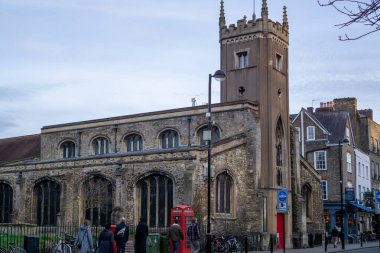 Cambridge, İngiltere - 28 Ocak 2024: Cambridge 'deki eski 13. yüzyıl St Clements Kilisesi