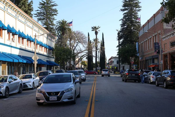 Old Towne Orange, California, USA - July 13th, 2025 Circle of Orange Historic Traffic Roundabout at Plaza Park on a Sunny Day