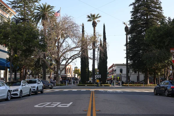 Old Towne Orange, California, USA - July 13th, 2025 Circle of Orange Historic Traffic Roundabout at Plaza Park in the Evening