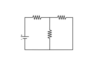 Simple series parallel circuit with battery and resistors diagram. Basic electrical circuit with resistors and power source