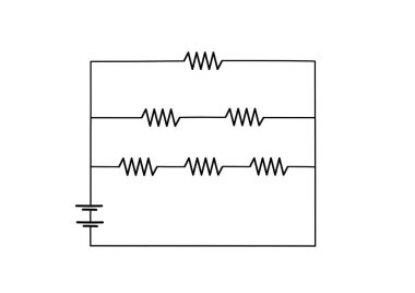 Simple series parallel circuit with battery and resistors diagram. Basic electrical circuit with resistors and power source