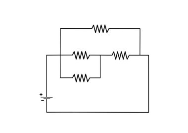 Simple series parallel circuit with battery and resistors diagram. Basic electrical circuit with resistors and power source