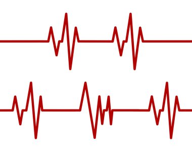 Repeating red heartbeat line on a white background. Medical EKG or ECG cardiogram illustration