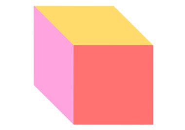 Three-dimensional rectangular geometric block in multiple colors. Colorful abstract cuboid solid shape