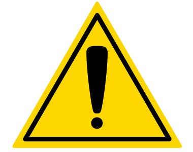 Yellow triangular warning sign with an exclamation mark. Hazard sign with an exclamation point in the center