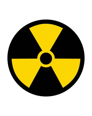 Universal black and yellow radiation warning symbol or trefoil icon isolated on white background. Sign for indicating a hazardous area with radioactive material or ionizing radiation risk
