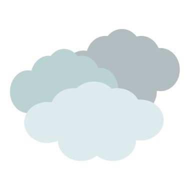 Gri ve pastel mavinin çeşitli tonlarında düz vektör tarzında kabarık bulutlar. Atmosferik hava durumu grafiği bulutlu tasvir