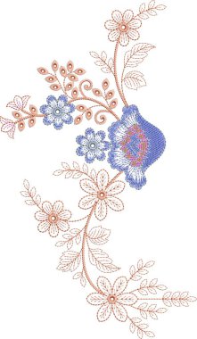 Detaylı yaprak desenleri içeren, hem çok renkli hem de tek renk varyasyonlarda bulunan orijinal çiçek işleme tasarımı. Dijital nakış, moda, tekstil projeleri ve el işi kullanımı için mükemmel. Yüksek kaliteli Dogar Art emb vektörü ile tasarlandı