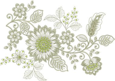 Güzel çiçekli, nakışsız desenli ve koyu arkaplanda el yapımı çiçek süsü. Moda ürünleri için nakış ve basılı kumaş veya kağıt ve daha fazlası için en iyi kaplamalı tasarım.