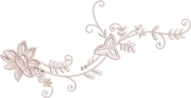 Eski moda fantezi çiçekleri, eski moda, jakoben nakış tarzı. Nakış sahteciliği. Nakış taklidi siyah arka planda izole edildi. Vektör illüstrasyonu.