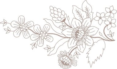 Eski moda fantezi çiçekleri, eski moda, jakoben nakış tarzı. Nakış sahteciliği. Nakış taklidi siyah arka planda izole edildi. Vektör illüstrasyonu.