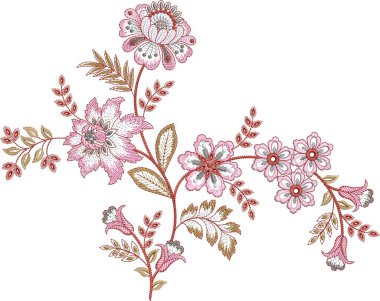 Güzel çiçekli, nakışsız desenli ve koyu arkaplanda el yapımı çiçek süsü. Moda ürünleri için nakış ve basılı kumaş veya kağıt ve daha fazlası için en iyi kaplamalı tasarım.