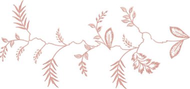 Eski moda fantezi çiçekleri, eski moda, jakoben nakış tarzı. Nakış sahteciliği. Nakış taklidi siyah arka planda izole edildi. Vektör illüstrasyonu. Nakış tasarımı 