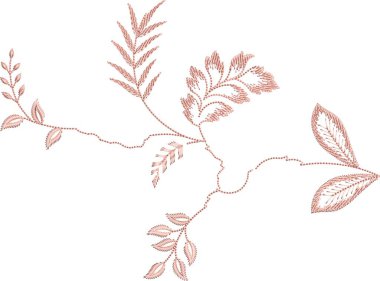 Eski moda fantezi çiçekleri, eski moda, jakoben nakış tarzı. Nakış sahteciliği. Nakış taklidi siyah arka planda izole edildi. Vektör illüstrasyonu. Nakış tasarımı 