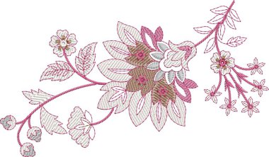 Eski moda fantezi çiçekleri, eski moda, jakoben nakış tarzı. Nakış sahteciliği. Nakış taklidi siyah arka planda izole edildi. Vektör illüstrasyonu.