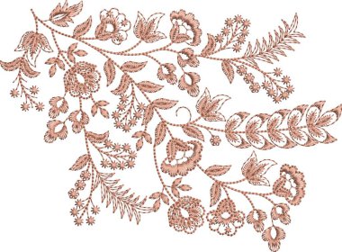 Güzel çiçekli, nakışsız desenli ve koyu arkaplanda el yapımı çiçek süsü. Moda ürünleri için nakış ve basılı kumaş veya kağıt ve daha fazlası için en iyi kaplamalı tasarım.