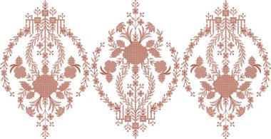 Güzel çiçekli, nakışsız desenli ve koyu arkaplanda el yapımı çiçek süsü. Moda ürünleri için nakış ve basılı kumaş veya kağıt ve daha fazlası için en iyi kaplamalı tasarım.