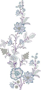 Güzel çiçeklerle nakışlı, pürüzsüz desen. Koyu arkaplanda el yapımı çiçek süsü. Moda ürünleri için nakış. Zarif döşeme tasarımı, baskı kumaşı ya da kağıt ve daha fazlası için en iyisi.