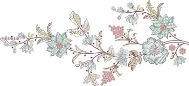 Güzel çiçeklerle nakışlı, pürüzsüz desen. Koyu arkaplanda el yapımı çiçek süsü. Moda ürünleri için nakış. Zarif döşeme tasarımı, baskı kumaşı ya da kağıt ve daha fazlası için en iyisi.