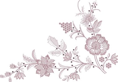 Güzel çiçeklerle nakışlı, pürüzsüz desen. Koyu arkaplanda el yapımı çiçek süsü. Moda ürünleri için nakış. Zarif döşeme tasarımı, baskı kumaşı ya da kağıt ve daha fazlası için en iyisi.