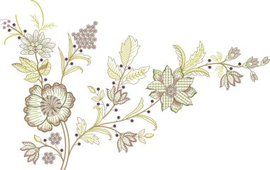 Güzel çiçeklerle nakışlı, pürüzsüz desen. Koyu arkaplanda el yapımı çiçek süsü. Moda ürünleri için nakış. Zarif döşeme tasarımı, baskı kumaşı ya da kağıt ve daha fazlası için en iyisi.