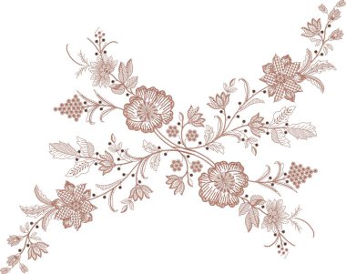 Güzel çiçeklerle nakışlı, pürüzsüz desen. Koyu arkaplanda el yapımı çiçek süsü. Moda ürünleri için nakış. Zarif döşeme tasarımı, baskı kumaşı ya da kağıt ve daha fazlası için en iyisi.