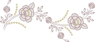 Güzel çiçeklerle nakışlı, pürüzsüz desen. Koyu arkaplanda el yapımı çiçek süsü. Moda ürünleri için nakış. Zarif döşeme tasarımı, baskı kumaşı ya da kağıt ve daha fazlası için en iyisi.