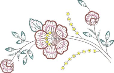 Güzel çiçeklerle nakışlı, pürüzsüz desen. Koyu arkaplanda el yapımı çiçek süsü. Moda ürünleri için nakış. Zarif döşeme tasarımı, baskı kumaşı ya da kağıt ve daha fazlası için en iyisi.