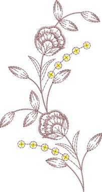 Güzel çiçeklerle nakışlı, pürüzsüz desen. Koyu arkaplanda el yapımı çiçek süsü. Moda ürünleri için nakış. Zarif döşeme tasarımı, baskı kumaşı ya da kağıt ve daha fazlası için en iyisi.