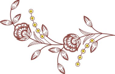 Güzel çiçeklerle nakışlı, pürüzsüz desen. Koyu arkaplanda el yapımı çiçek süsü. Moda ürünleri için nakış. Zarif döşeme tasarımı, baskı kumaşı ya da kağıt ve daha fazlası için en iyisi.