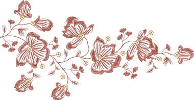 Güzel çiçeklerle nakışlı, pürüzsüz desen. Koyu arkaplanda el yapımı çiçek süsü. Moda ürünleri için nakış. Zarif döşeme tasarımı, baskı kumaşı ya da kağıt ve daha fazlası için en iyisi.