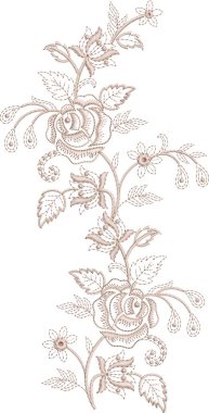 Detaylı yaprak desenleri içeren, hem çok renkli hem de tek renk varyasyonlarda bulunan orijinal çiçek işleme tasarımı. Dijital nakış, moda, tekstil projeleri ve el işi kullanımı için mükemmel. Yüksek kaliteli vektör ve EMB dosyaları ile tasarlandı