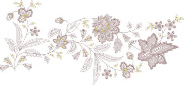 Güzel bir Barok Süslemesi Etnik tarzı sınır tasarımı suluboya, trend, doku, klasik el çizimi, Tropikal DogaR sanatı