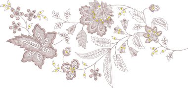 Güzel bir Barok Süslemesi Etnik tarzı sınır tasarımı suluboya, trend, doku, klasik el çizimi, Tropikal DogaR sanatı