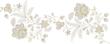 Güzel bir Barok Süslemesi Etnik tarzı sınır tasarımı suluboya, trend, doku, klasik el çizimi, Tropikal DogaR sanatı