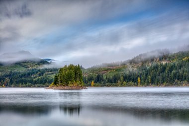 Yukarı Campbell gölünün ortasında sık ağaçlarla kaplı küçük bir ada yer almaktadır. Yukarı Campbell Gölü, Kanada 'nın British Columbia kentindeki Vancouver Adası' nda bulunan bir rezervuardır. Göl 1958 'de büyük bir hidroelektrik projesi için sular altında kaldı.