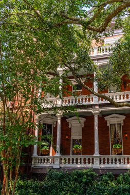 Savannah, Georgia, ABD 'de güzel caddeler ve evler.