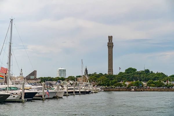 Provincetown Marina and Pilgrim Monument, Provincetown MA US — Stock Photo, Image