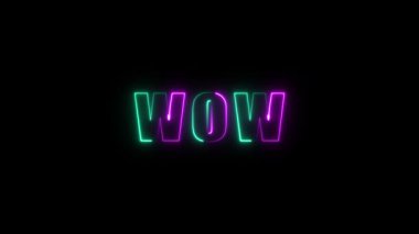 3 d neon word text on black background