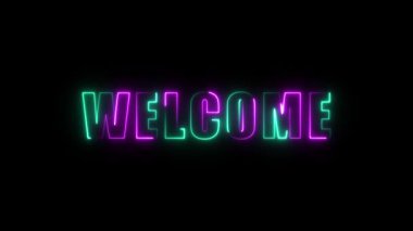 welcome here. welcome text in neon style, welcome sign. vector illustration.