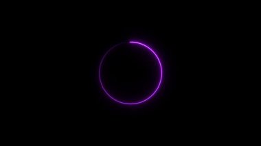 Parlak neon çizgileri olan soyut arkaplan, daire neonu